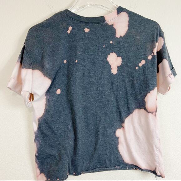 Custom Bleached Good Vibes Cropped Tee Sz S - Picture 2 of 5